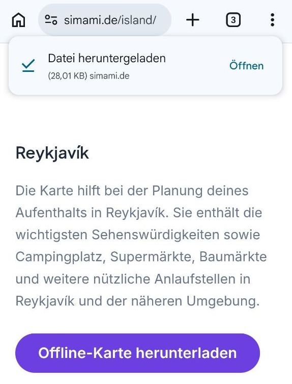 Downloadmeldung mit der Schaltfläche Öffnen