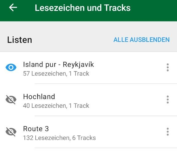 Organic Maps - Lesezeichen und Tracks