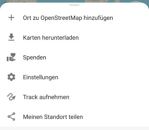 Organic Maps - Menüdarstellung
